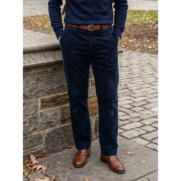 Polo Ralph Lauren Other - VTG Polo Ralph Lauren Preston Pants Navy Blue Corduroy Straight Leg Tag 34/34